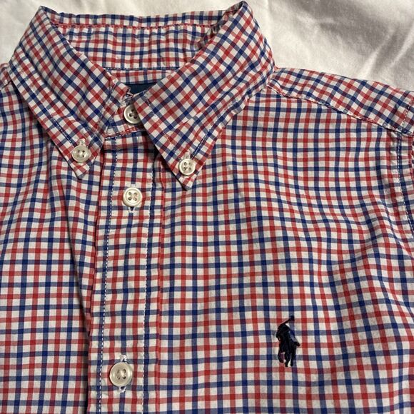Ralph Lauren Other - Ralph Lauren Shirt Boys 6 Red Blue Plaid Button Down Long Sleeve Cotton Polo